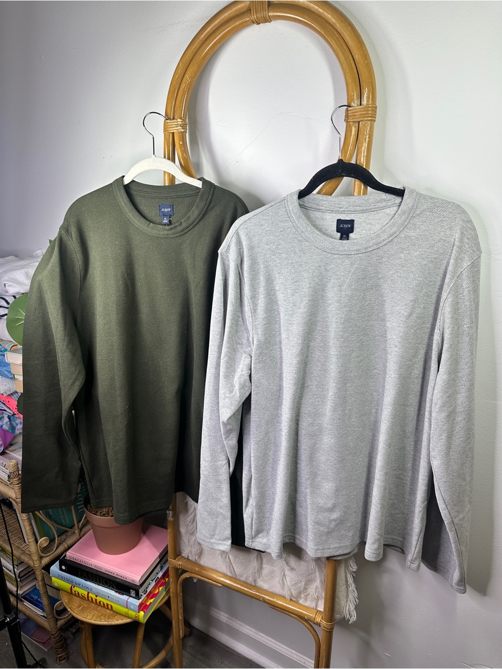 NWT J. Crew Green and Grey Long Sleeve Crewneck Bundle sz XL